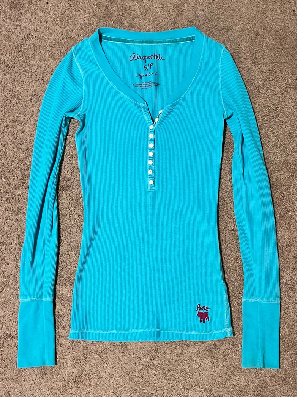 Aeropostale Turquoise Y2k Henley Top